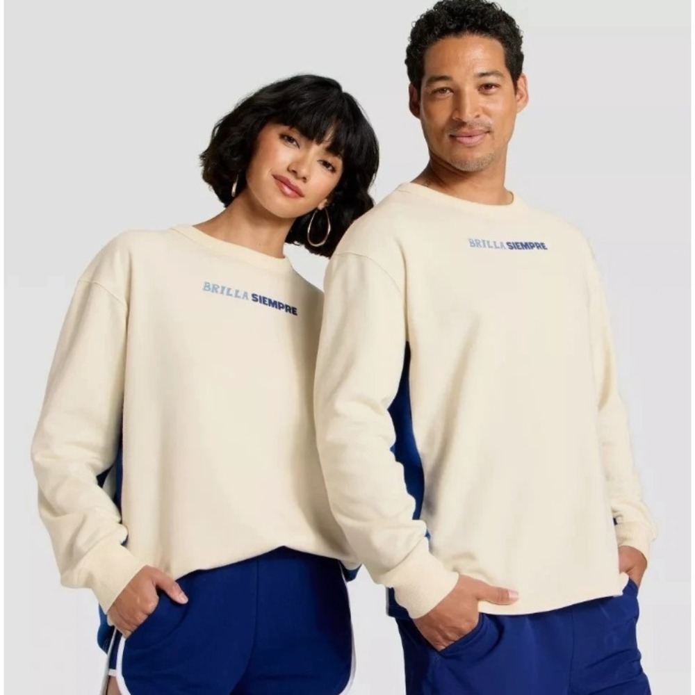 Latino Heritage Month "Brilla Siempre"‎ Sweatshirt Unisex Cream/Blue Small